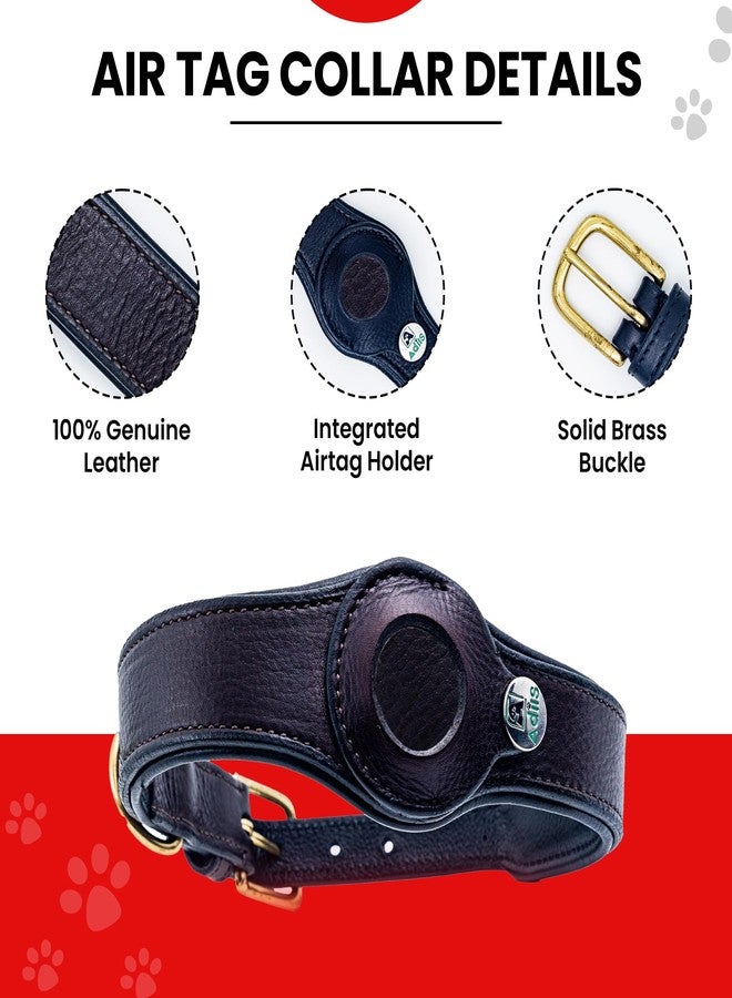 ADIL'S AirTag Dog Collar, Genuine Leather Collar with Secure Apple Airtag Holder Adjustable Dog Collar with GPS Locator Holder for Small,Medium& Large Dogs, Size: S, Brown Color,66x30 cm - Image 3